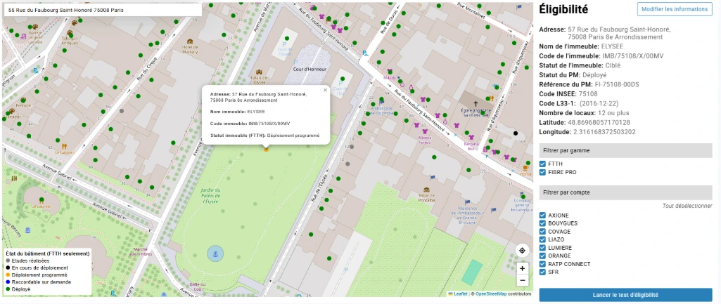 éligibilité télécom centralisée